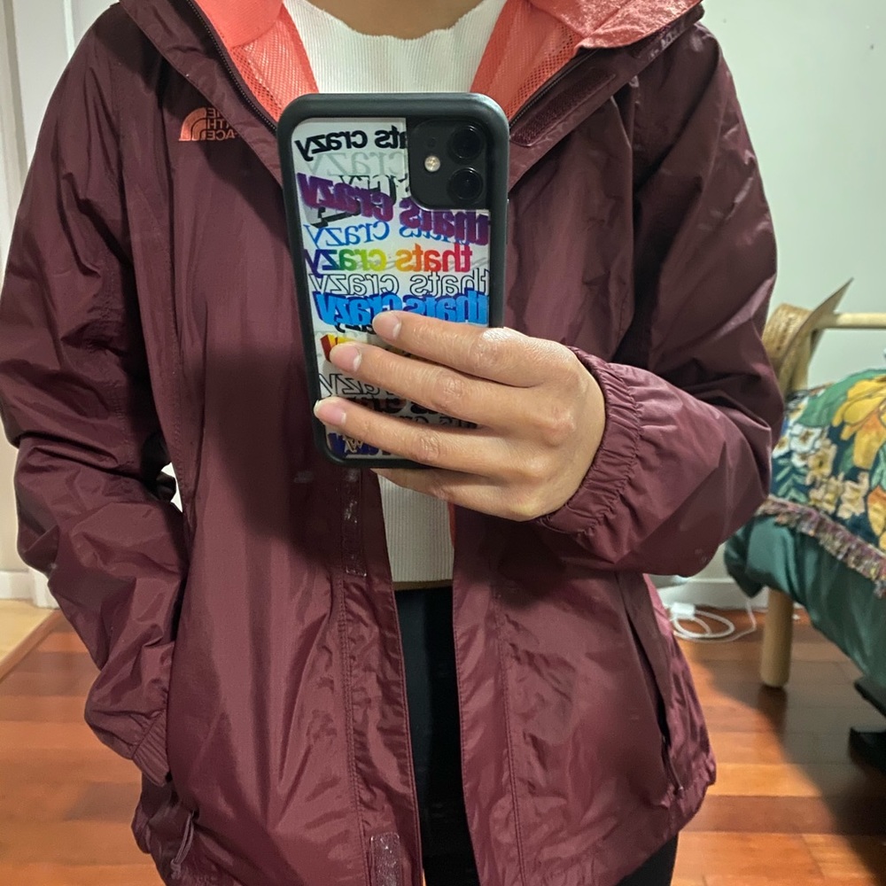 North Face Maroon/Coral Rain Jacket M - Picture 2 of 2